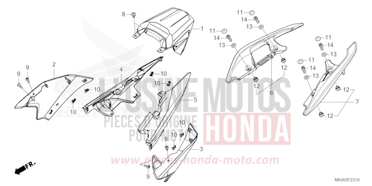 SITZVERKLEIDUNG von NC750X "Meca" GRAND PRIX RED (R380) von 2021